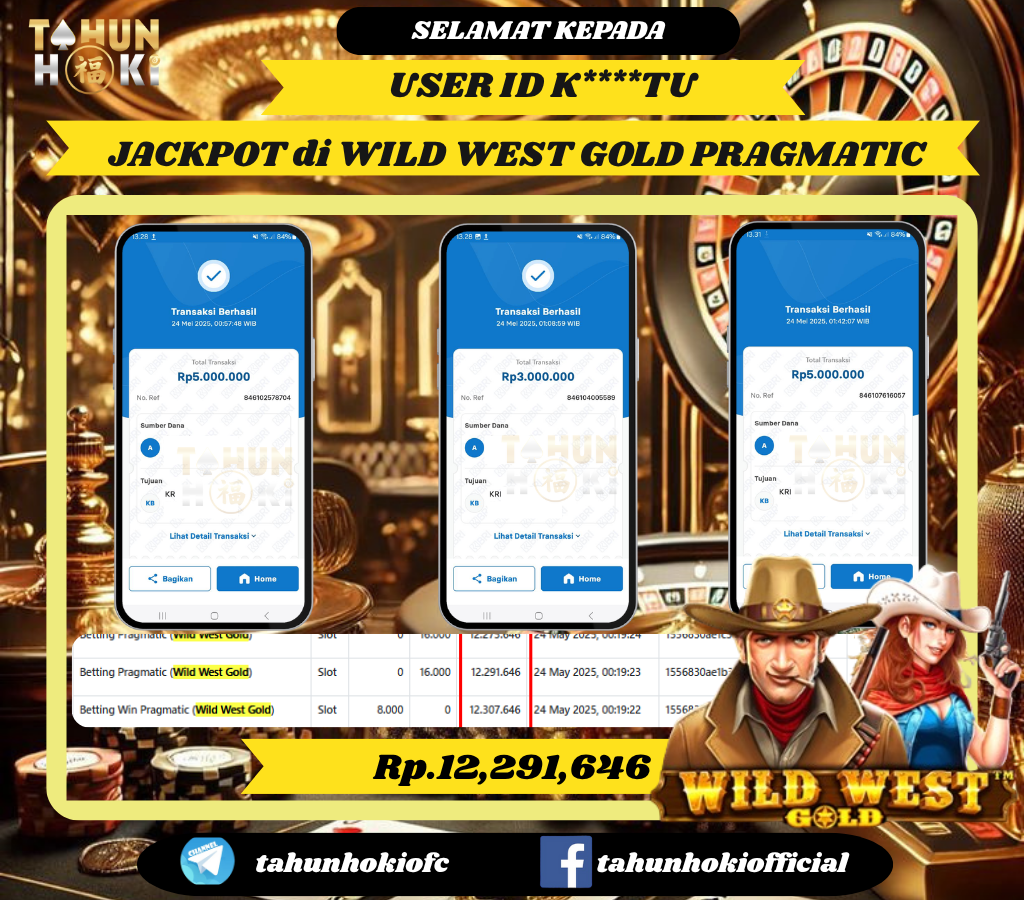 TAHUNHOKI MENANG WILD WEST GOLD PRAGMATIC Rp. 12,291,646,- LUNAS
