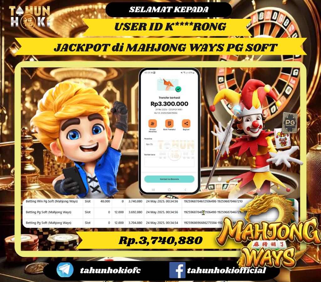 TAHUNHOKI MENANG MAHJONGWAYS PG SOFT Rp. 3,300,000,- LUNAS